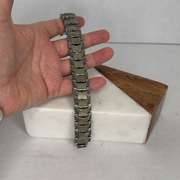 Vintage Art Deco bracelet 1930s-1940s clear Rhinestone glass chrome plate C22 - Picture 7 of 9